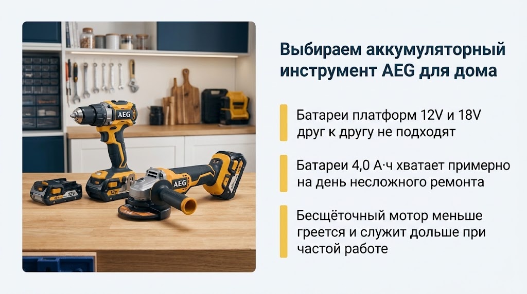 Выбираем аккумуляторный инструмент AEG для дома