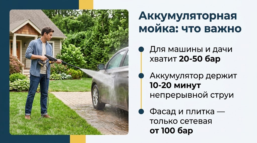 Аккумуляторная мойка: что важно