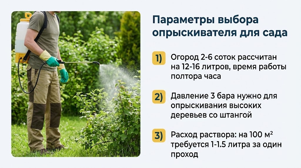 Параметры выбора опрыскивателя для сада