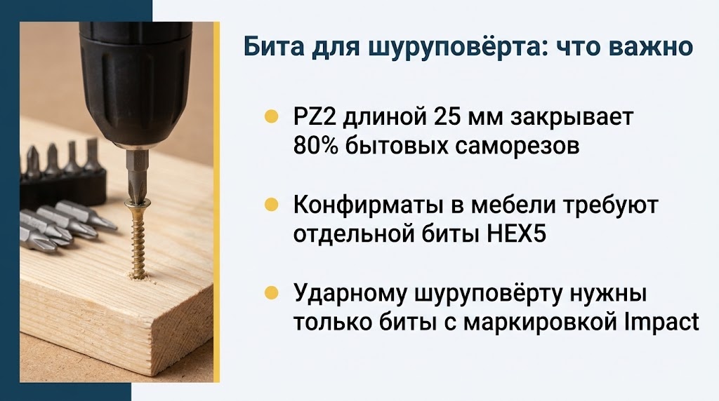 Бита для шуруповёрта: что важно