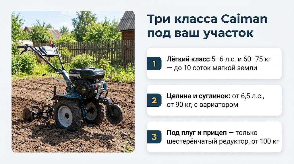 Три класса Caiman под ваш участок