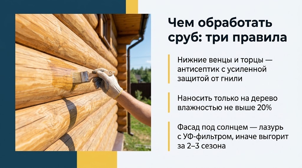 Чем обработать сруб: три правила