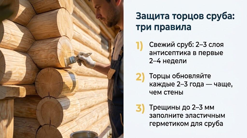 Защита торцов сруба: три правила