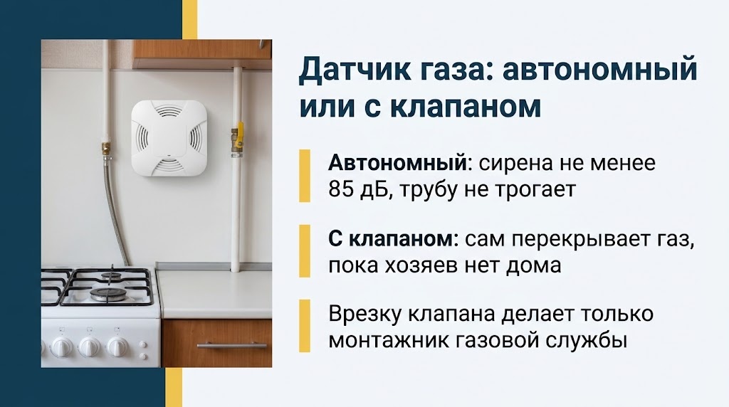 Датчик газа: автономный или с клапаном