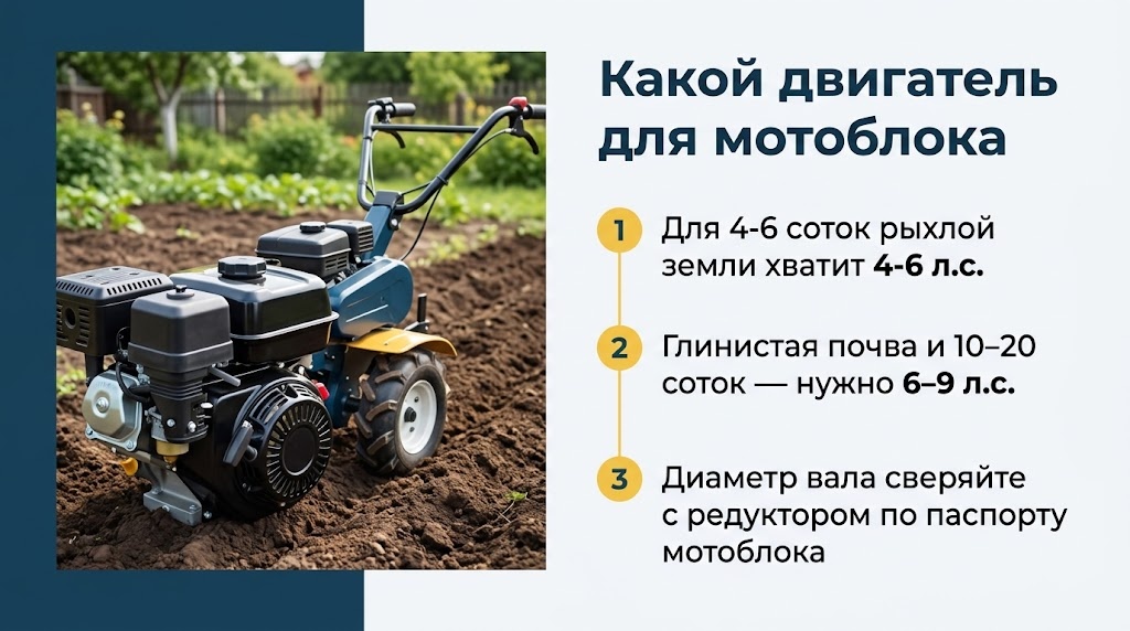 Какой двигатель для мотоблока