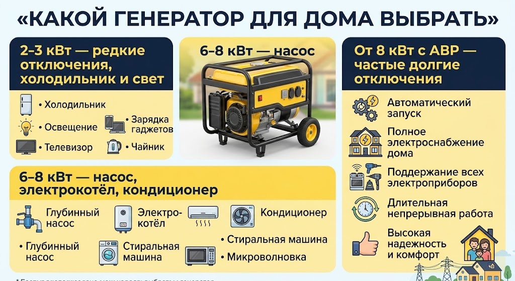 Какой генератор выбрать для дома