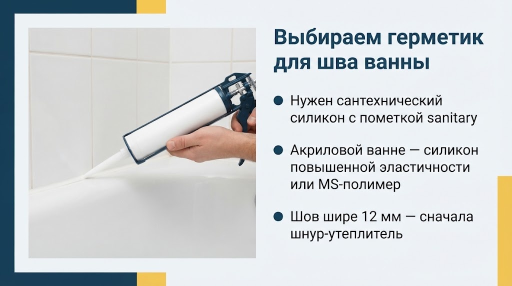 Выбираем герметик для шва ванны