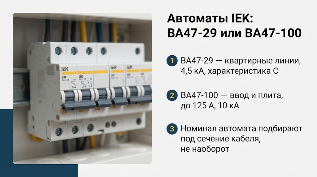 Автоматы IEK: ВА47-29 или ВА47-100