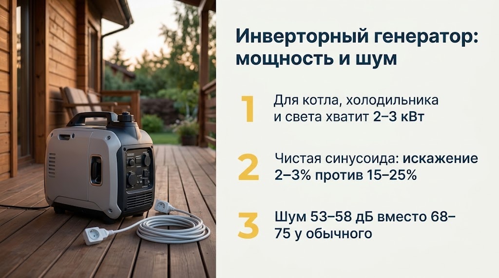 Инверторный генератор: мощность и шум