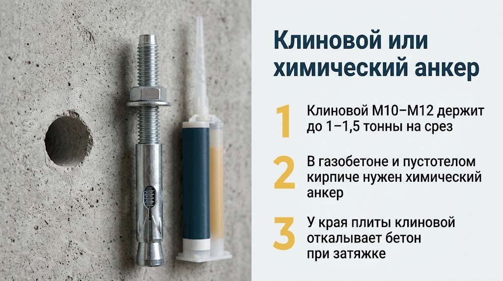 Клиновой или химический анкер