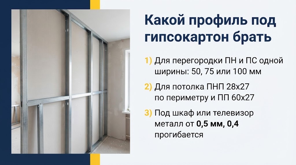 Какой профиль под гипсокартон брать