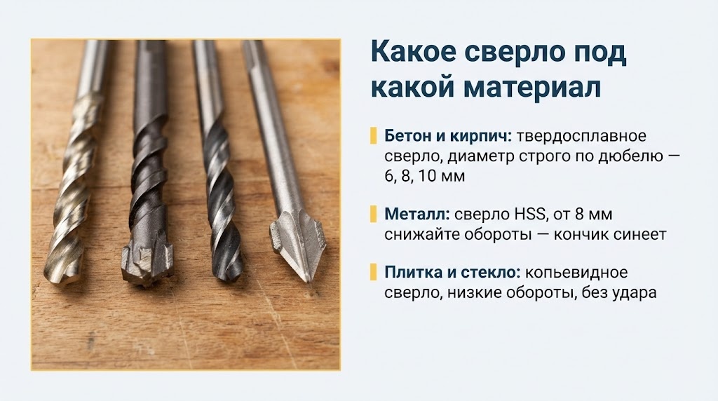 Какое сверло под какой материал