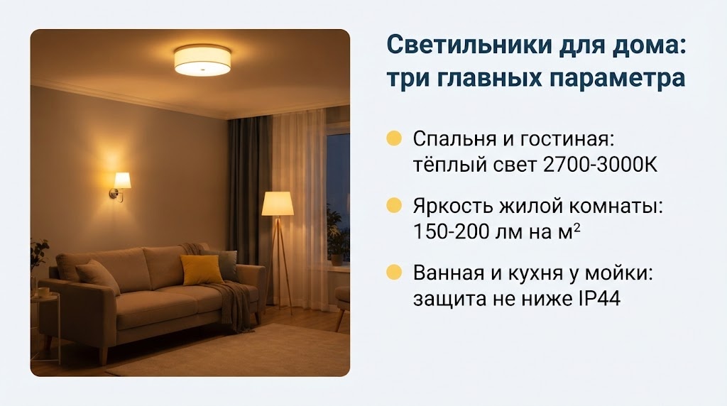 Светильники для дома: три главных параметра