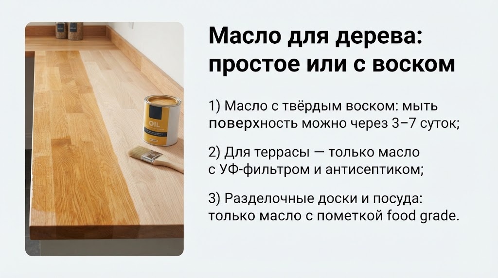 Масло для дерева: простое или с воском
