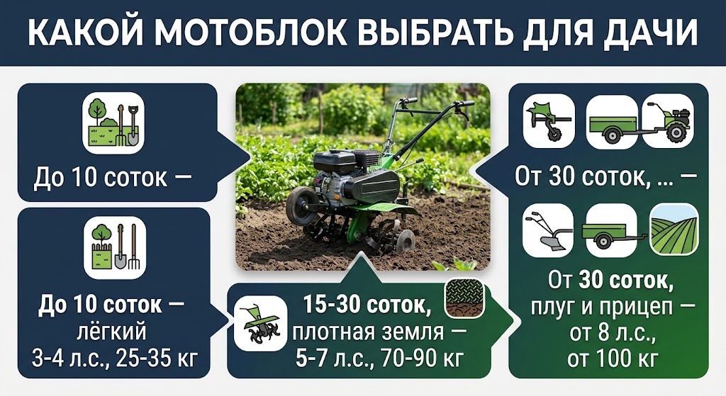 Какой мотоблок выбрать для дачи