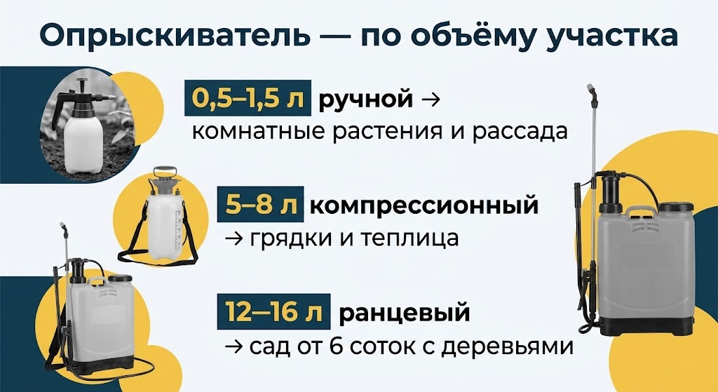 Опрыскиватель — по объёму участка