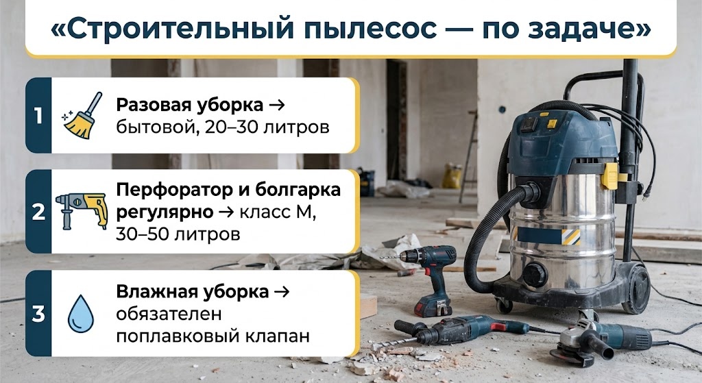 Строительный пылесос — по задаче