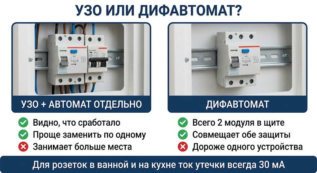 Сравнение УЗО и дифавтомата