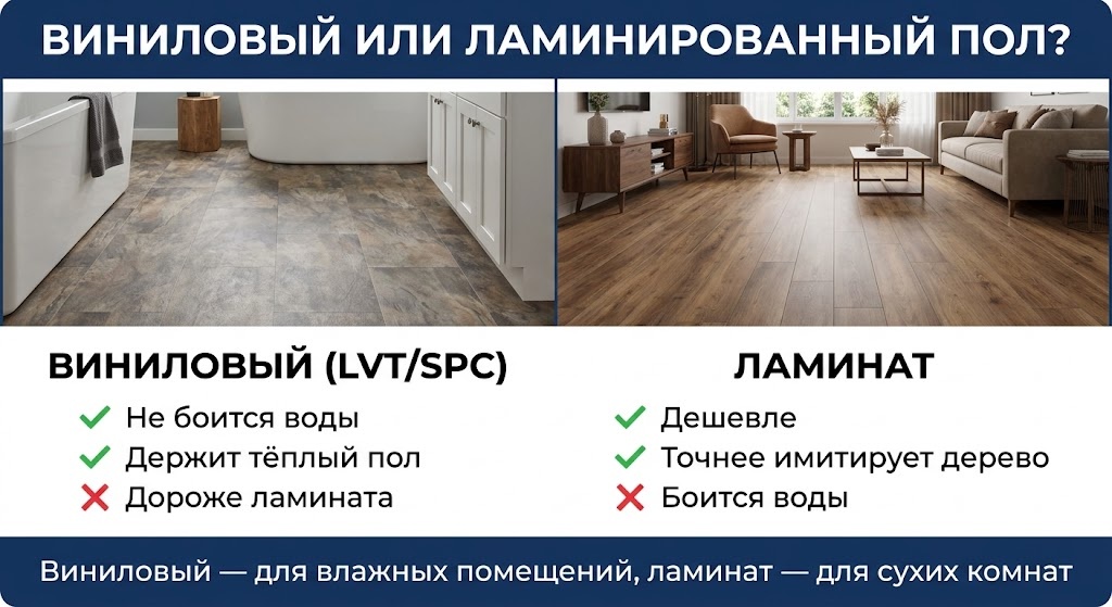 Сравнение винилового и ламинированного пола